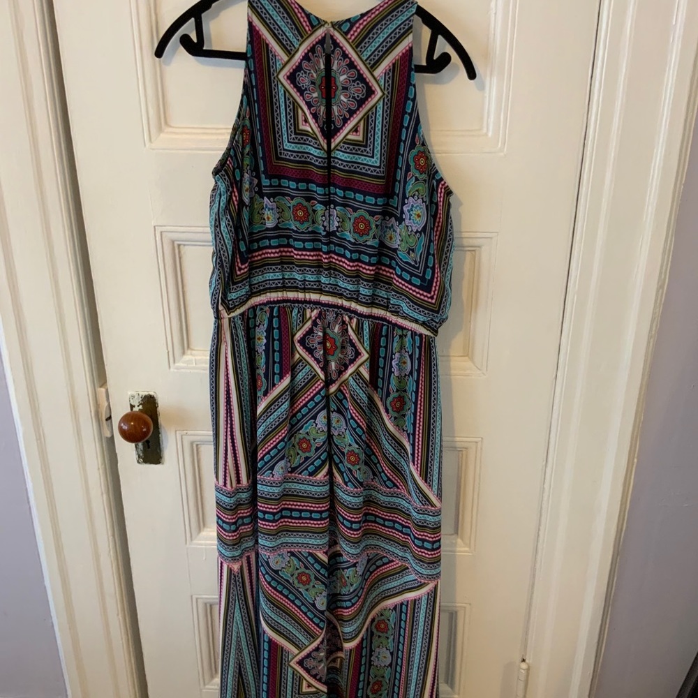 New York & Company Romper Overlay Maxi Dress
